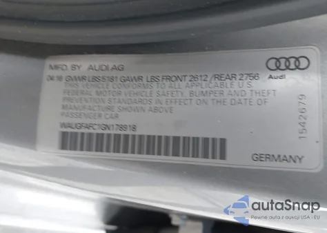 2016 Audi A6 2.0T Premium Plus from USA, damaged, VIN WAUGFAFC1GN178918